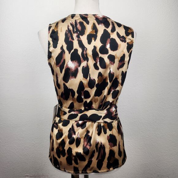Never Fully Dress Leopard Wrap Tank Size US 4 Brown NWT Sleeveless - Picture 3 of 7